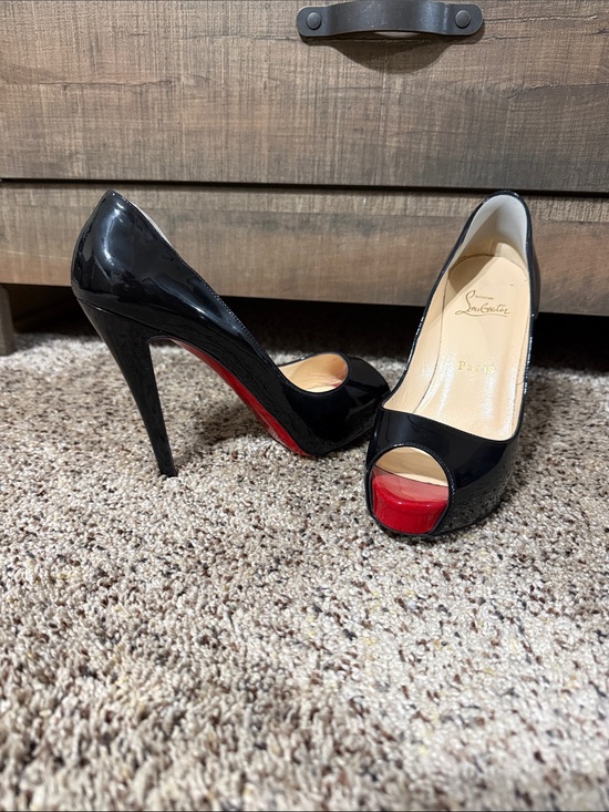 Christian Louboutin Shoes - Christian Louboutin Black Patent Peep-Toe Pumps size 37